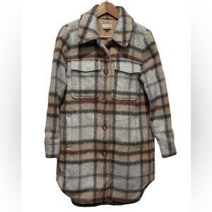 Loft plaid wool blend shirt coat shacket medium